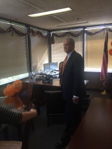 John Whitehead checking out his office. 