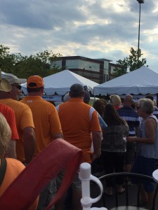 attendees line up for samples of the taste of Turkey Creek